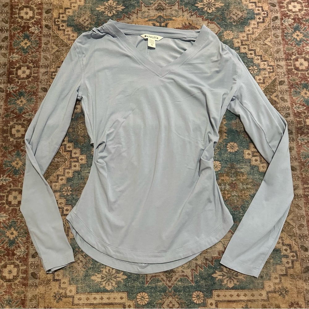 Athleta• Baby blue long sleeve athletic shirt size XS - Picture 3 of 8